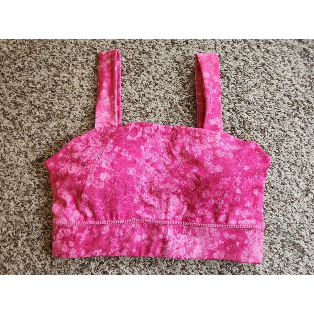 Work‎ Out Pink Acid Wash Square Neck Sports Bra Medium Athletic Crop Top 4